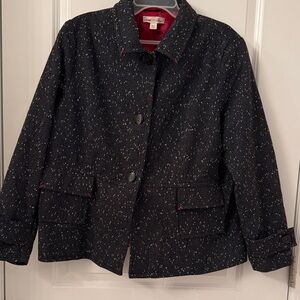 Coldwater Creek Jacket Button Up 2 pockets black with white specks Jacket 20W